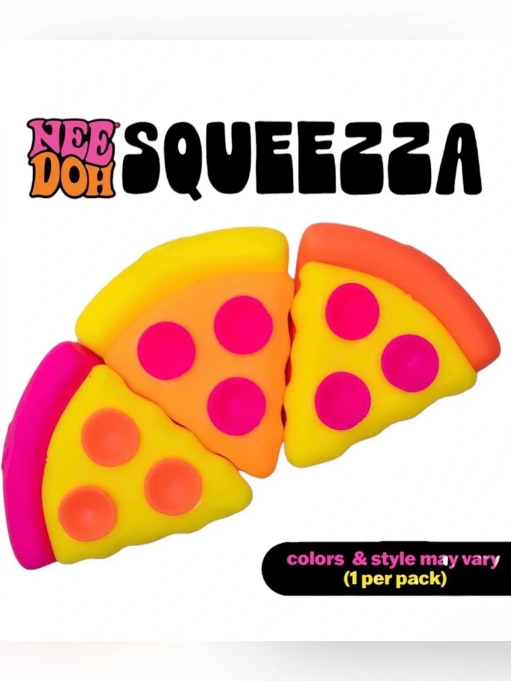 Authentic Schylling NeeDoh SQUEEZZA Pizza 🍕Orange/Yellow/Pink 🧡💛🩷 Soft Doh NEW